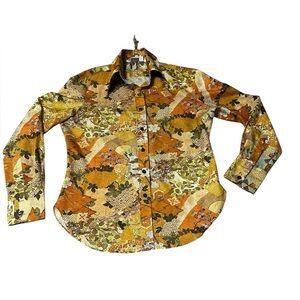 San Francisco Shirt Works Vintage Floral Button Up Shirt Womens 13 Hong Kong 70s